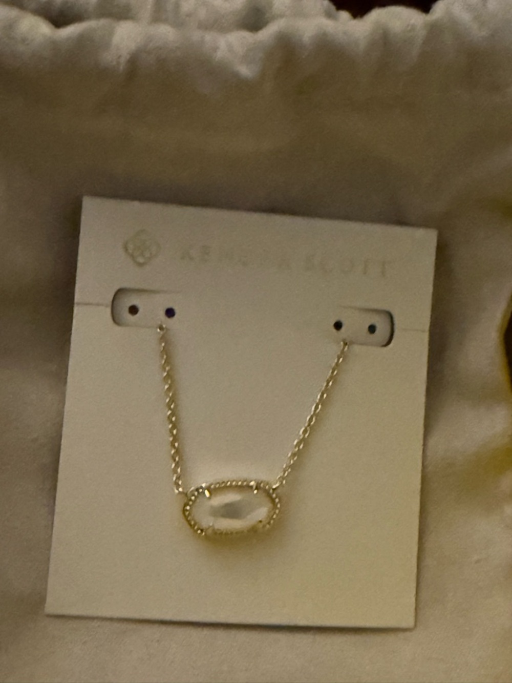 Kendra Scott Gold Necklace with White Faceted Stone - Picture 2 of 4